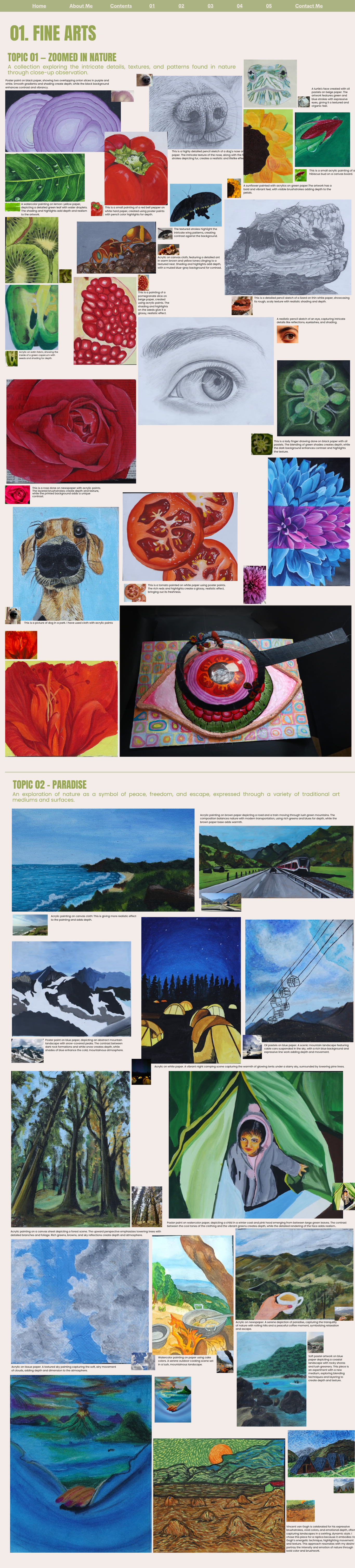 01. Fine Arts — Yashvi Soni portfolio page